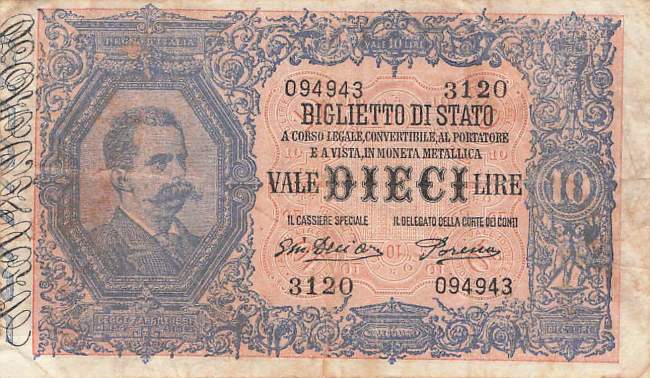 10 Lire 1888 (1918) P.20gx